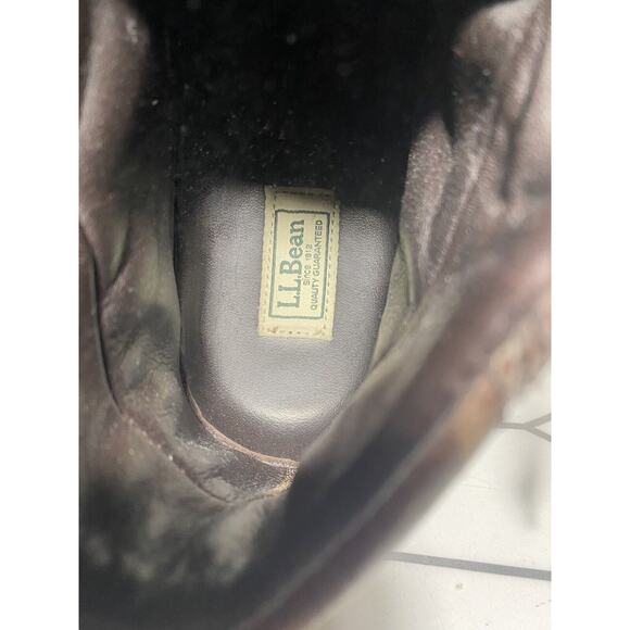 Men’s LL Bean Leather Rubber Hiking Boots, Brown, Size 14
